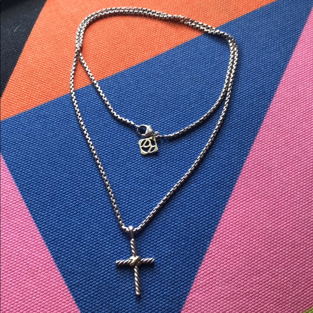 David Yurman Sterling Silver Cross Necklace!